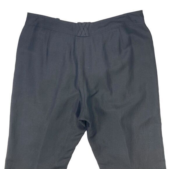 Larry Levine Sport Straight Leg Pants Womens 12 Black Linen Lightweight Casual - Picture 7 of 13